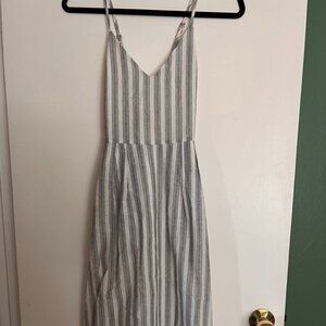 LULU'S Nelson Black and White Striped Midi Dress, XS